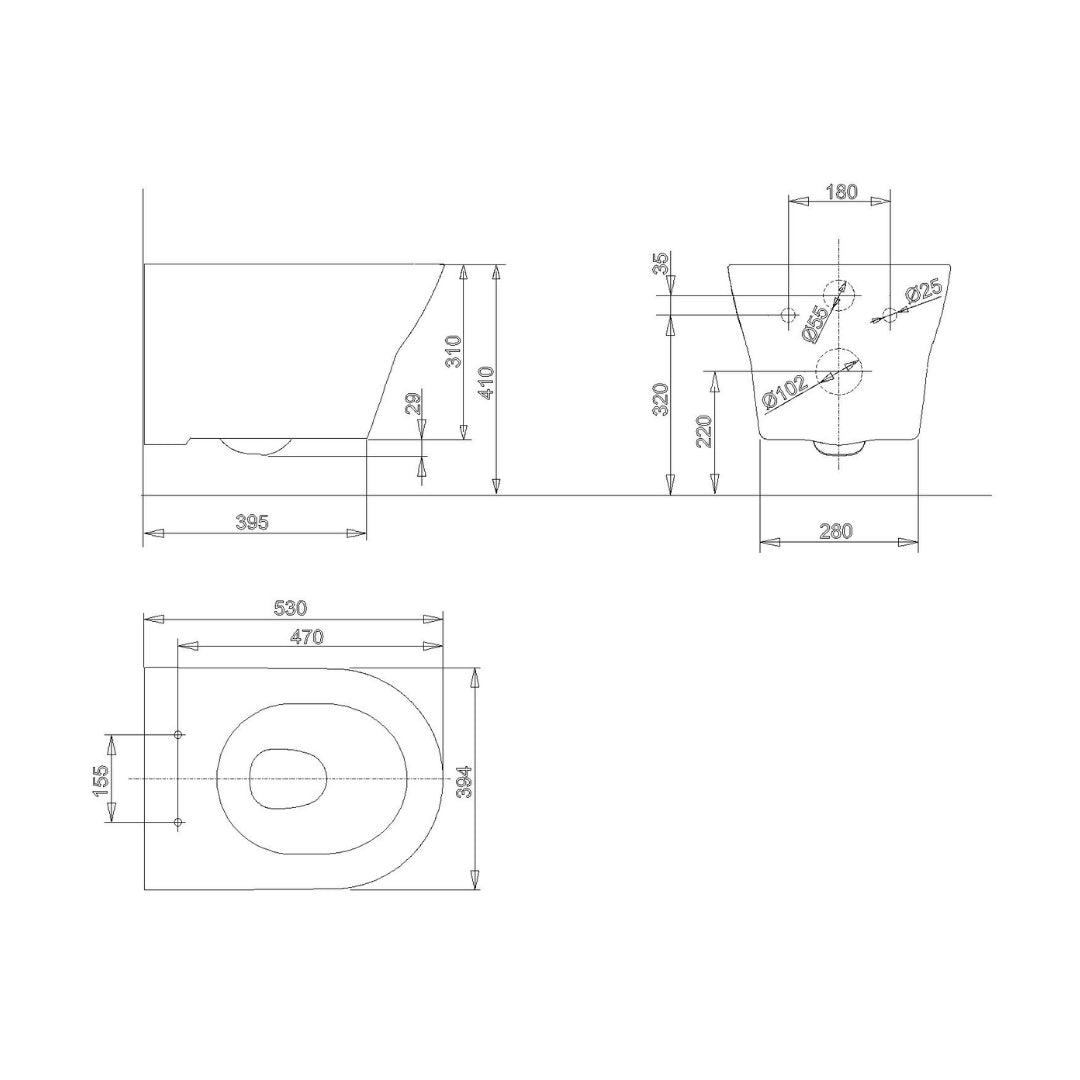 Toto Wall Hung White Closet WC Basic CW162MUNW1 with P-Trap