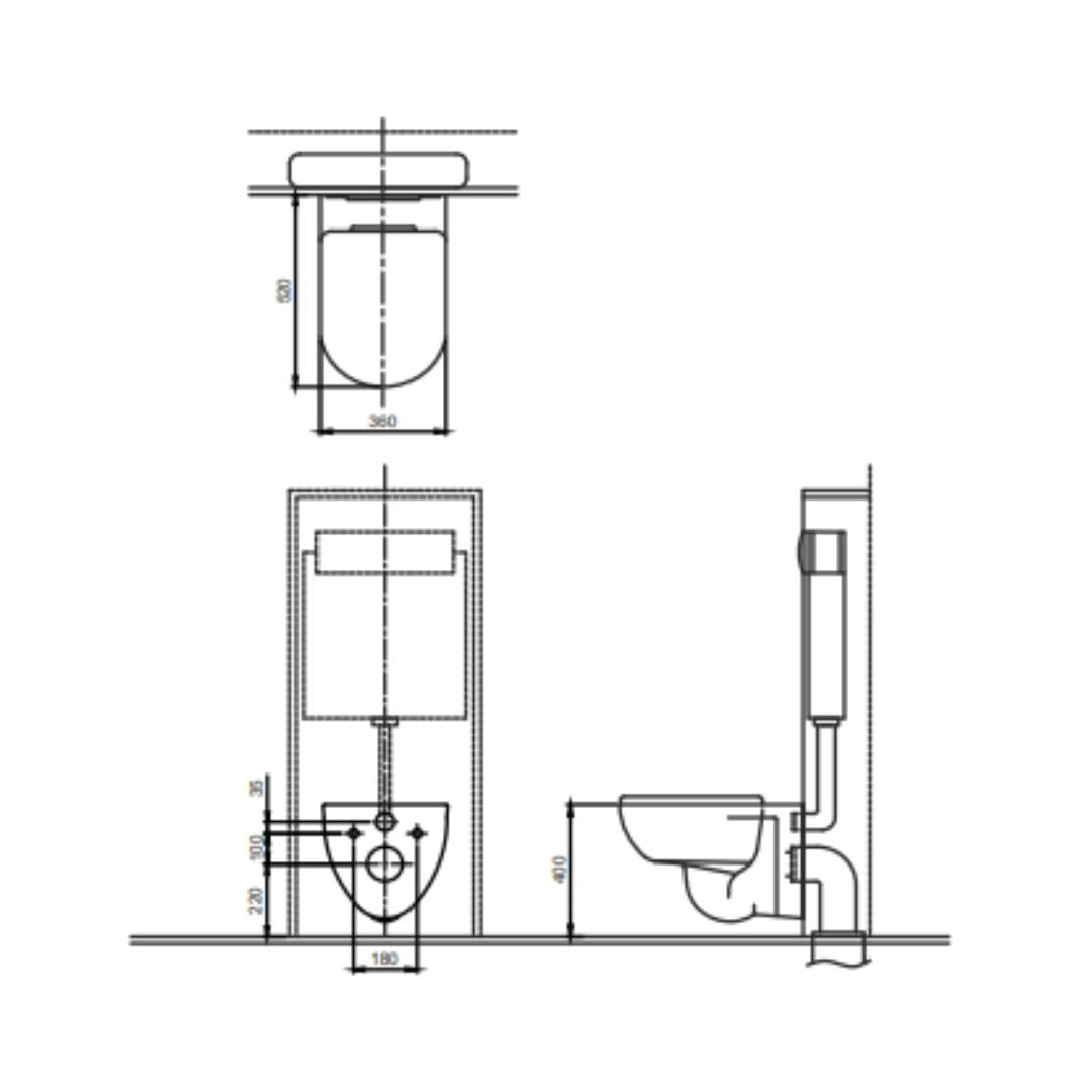 Toto Wall Hung White Closet WC Roundy CW182M#NW1+TC506VSIT#W with P-Trap