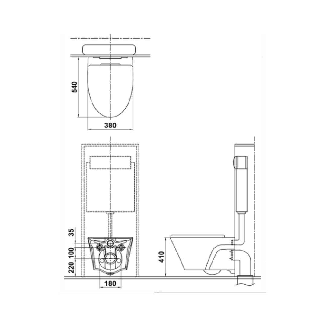 Toto Wall Hung White Closet WC Ap Wall Hung Toilet CW822RMUNW1+TC281SJ with P-Trap
