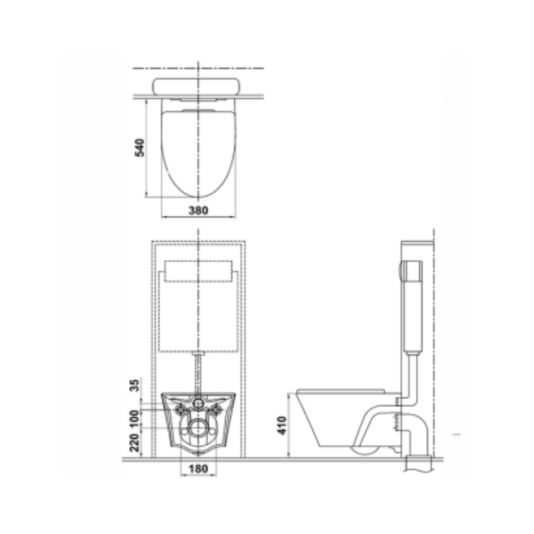 Toto Wall Hung White Closet WC Ap Wall Hung Toilet CW822RMUNW1+TC385VS#W with P-Trap