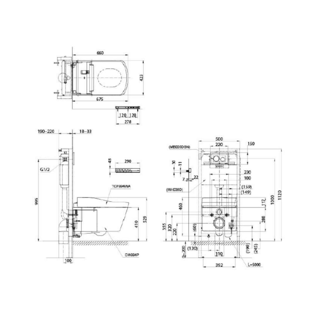 Toto Wall Hung Silver Closet WC Neorest LE I CW994P#NW1 with P-Trap