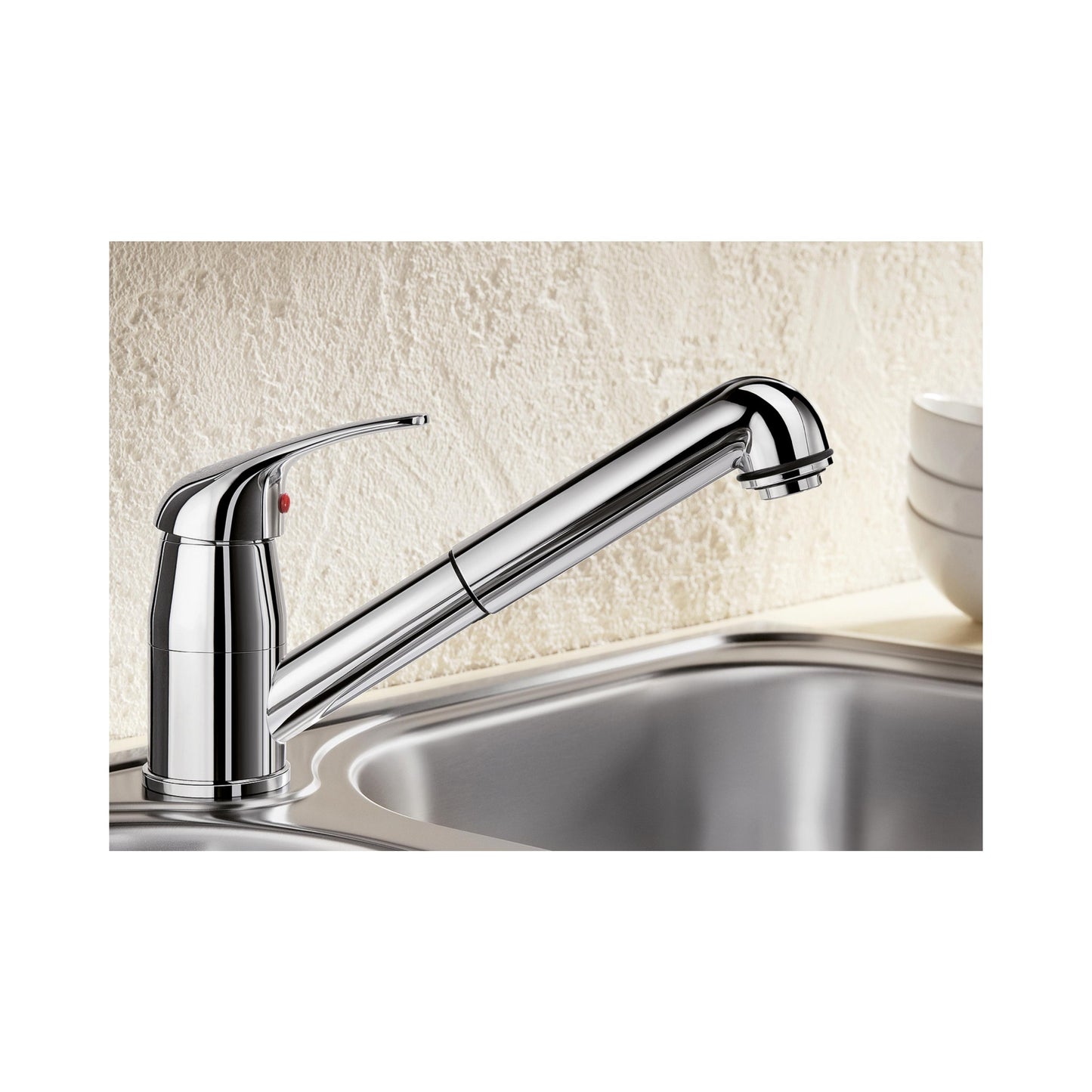 Hafele Table Mounted Pull-Out Kitchen Sink Mixer Blanco DARAS-S with Extractable Hand Shower Spout in Chrome Finish
