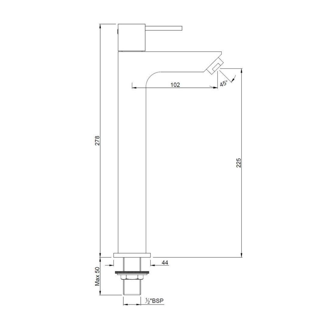 Jaquar Table Mounted Tall Boy Basin Tap D Arc DRC-CHR-37021 - Chrome