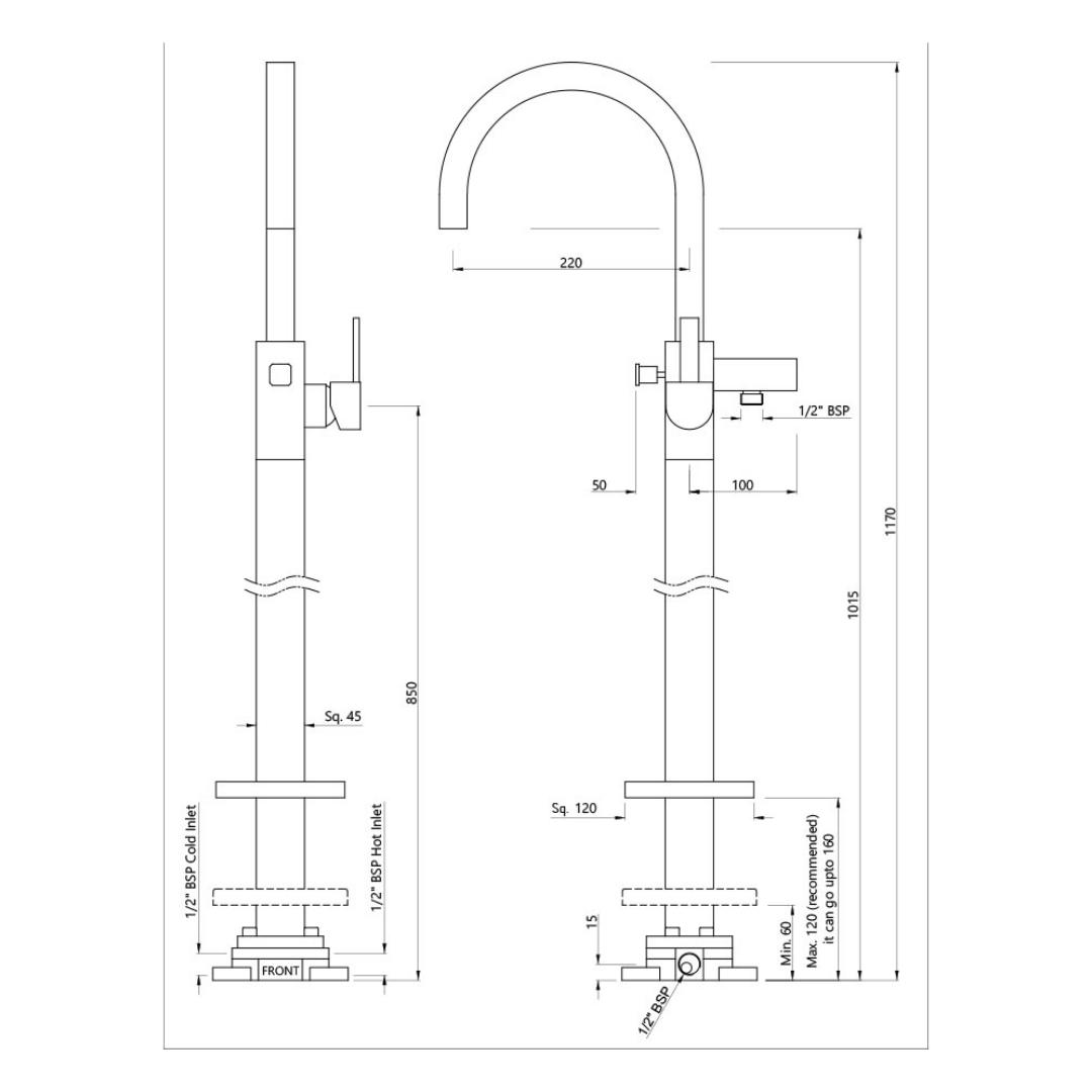 Jaquar 2 Way Bath Tub Filler D'Arc DRC-CHR-37121K Normal Flow - Chrome Finish