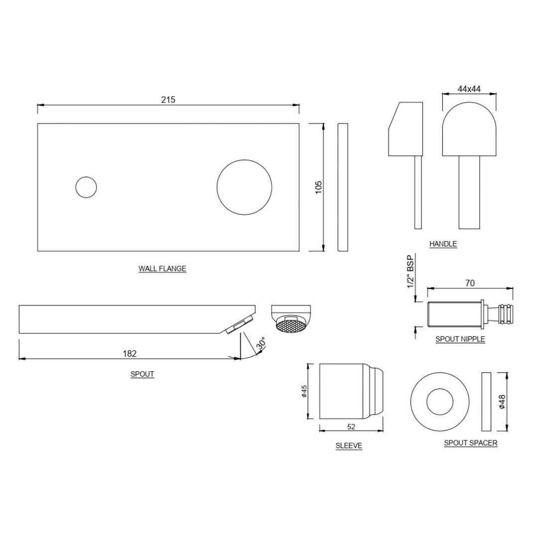 Jaquar Wall Mounted Basin Mixer D Arc DRC-CHR-37233NK - Chrome