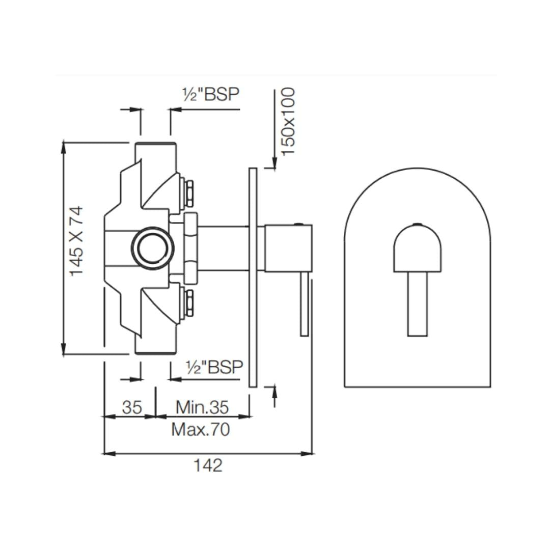 Jaquar 4 Way Diverter D'Arc DRC-CHR-37421 Normal Flow - Chrome Finish