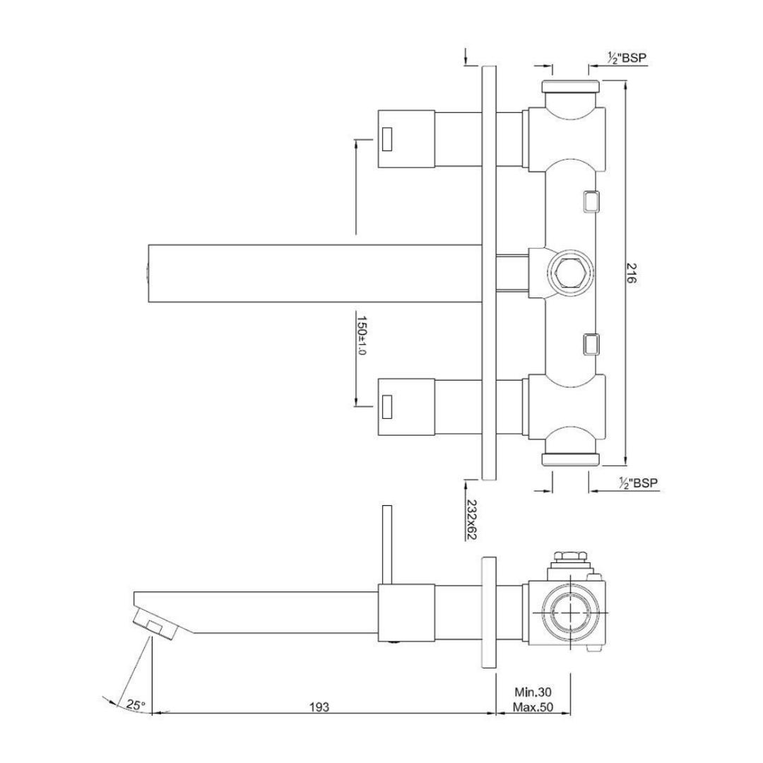 Jaquar Wall Mounted Basin Mixer D Arc DRC-CHR-37433 - Chrome