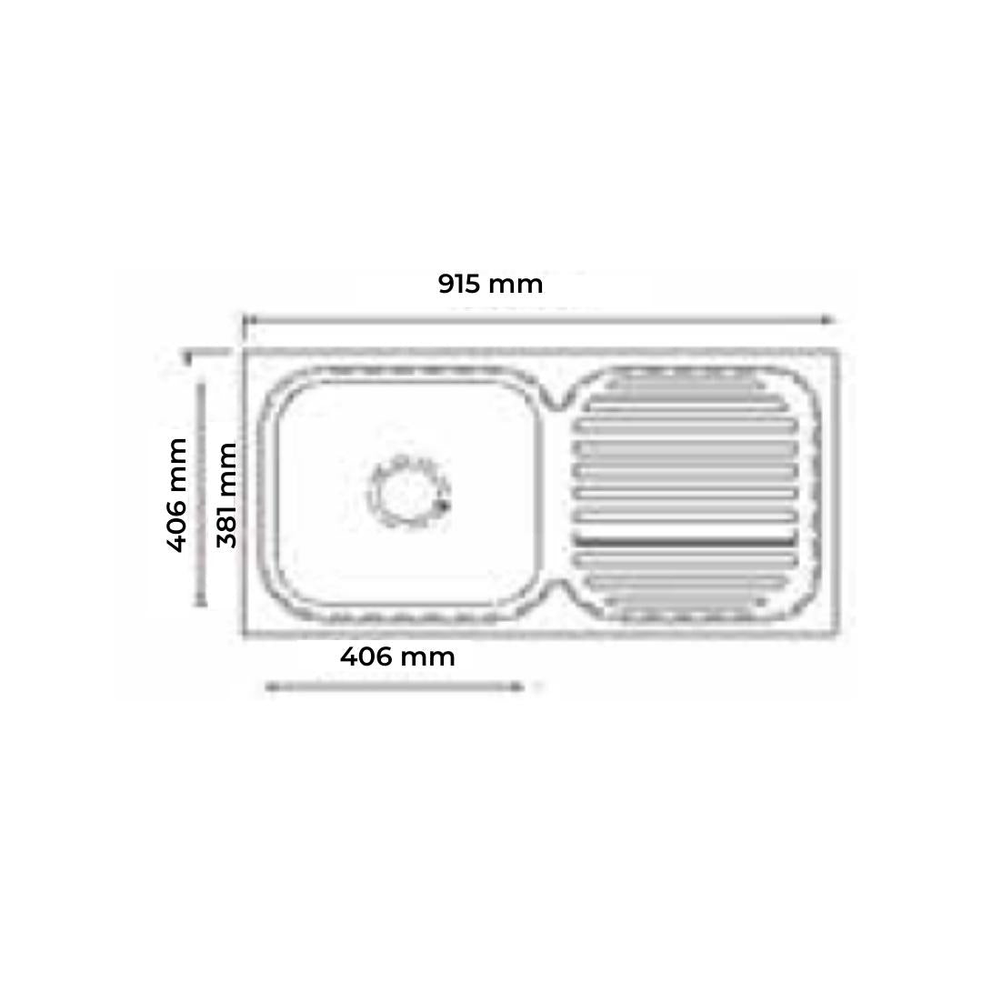 Futura Stainless Steel Sink Dura Series DURA SINGLE BOWL WITH DRAIN BOARD 36 X 19 ( 36 x 19 inches ) - Satin