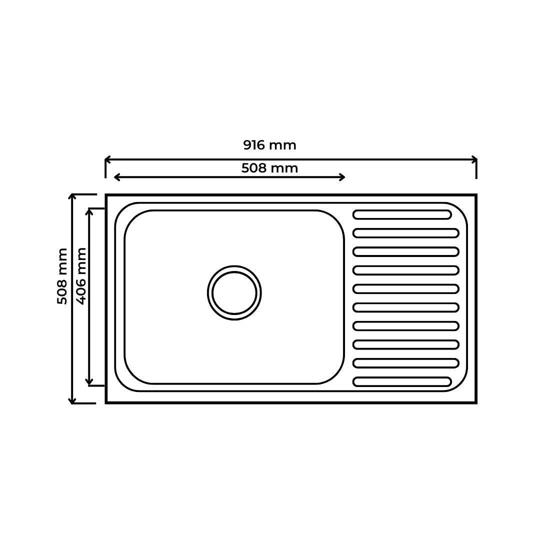 Futura Stainless Steel Sink Dura Series DURA SINGLE BOWL WITH DRAIN BOARD 36 X 20 ( 36 x 20 inches ) - Satin