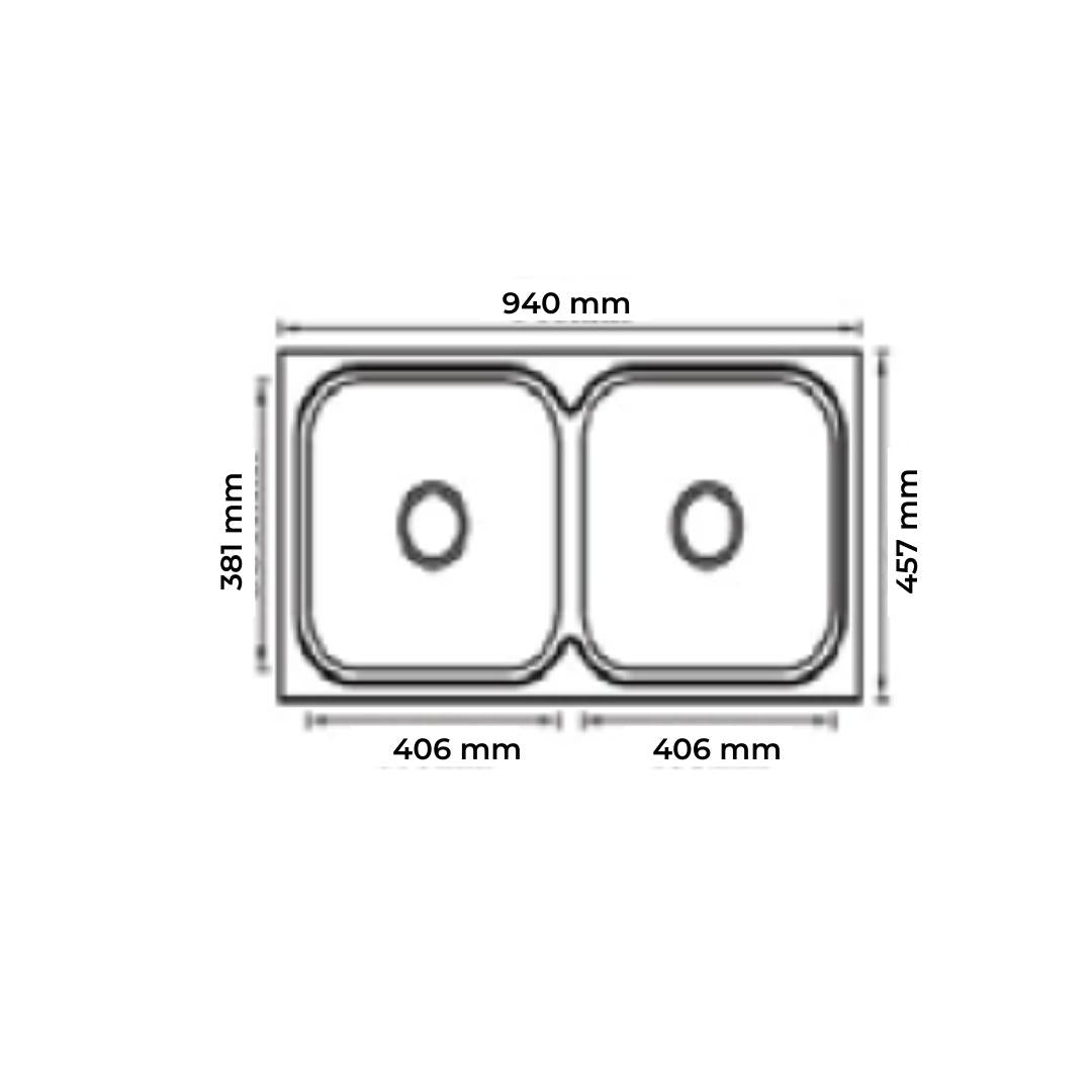 Futura Stainless Steel Sink Dura Series DURA DOUBLE BOWL 37 X 18 ( 37 x 18 inches ) - Satin