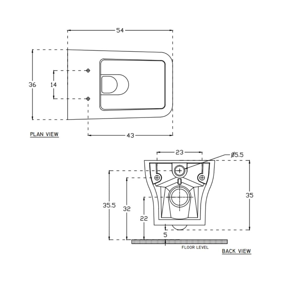 Hindware Wall Mounted White Closet WC Element 92523 WHITE with P-Trap