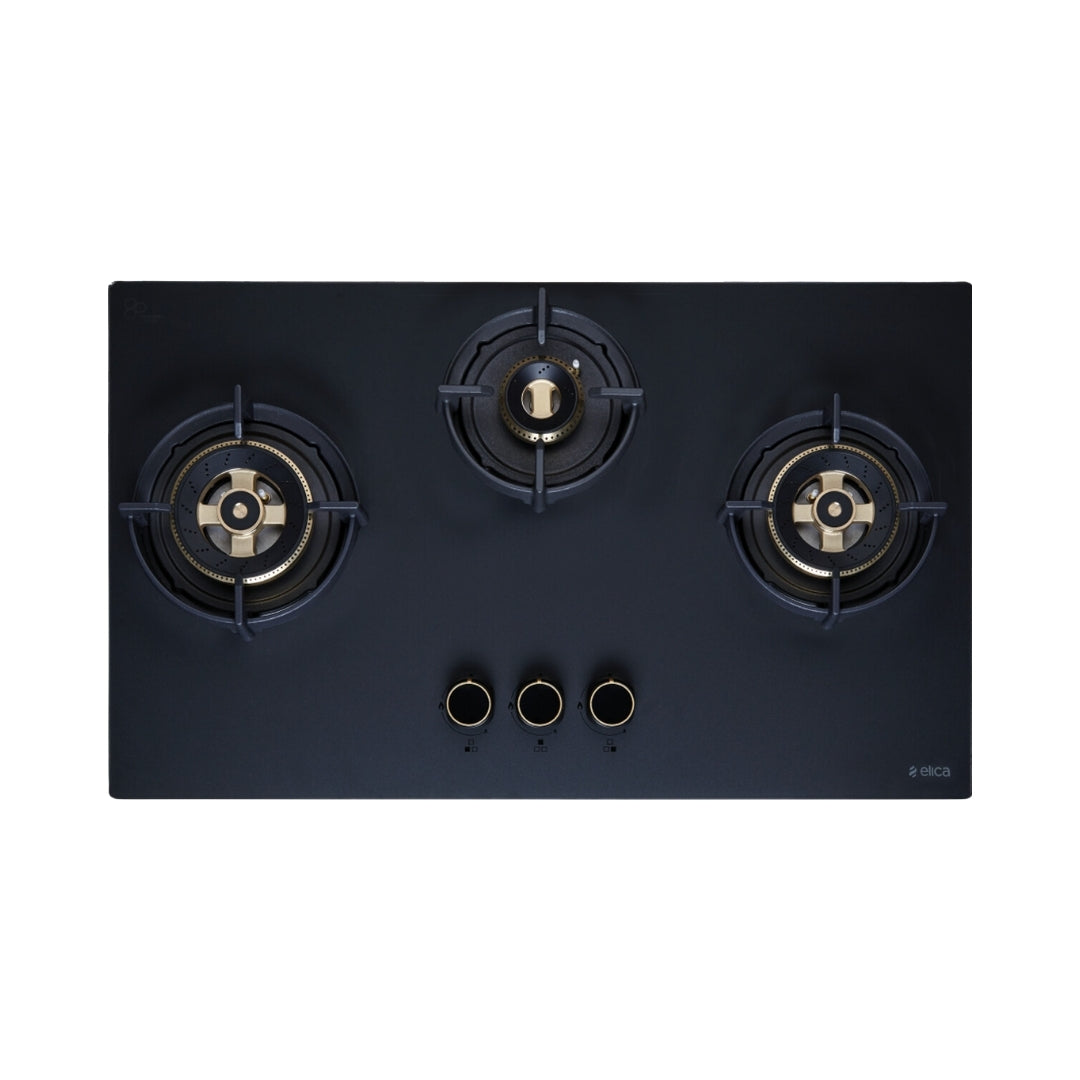 Elica 75 cm Wall Mounted Chimney EFL 3V 751 BLDC HAC LTW MS NERO + Elica 75 cm 3 Burner Hob Matt Flexi DFS Series MATT FLEXI DFS HE FB 3B 75 DX