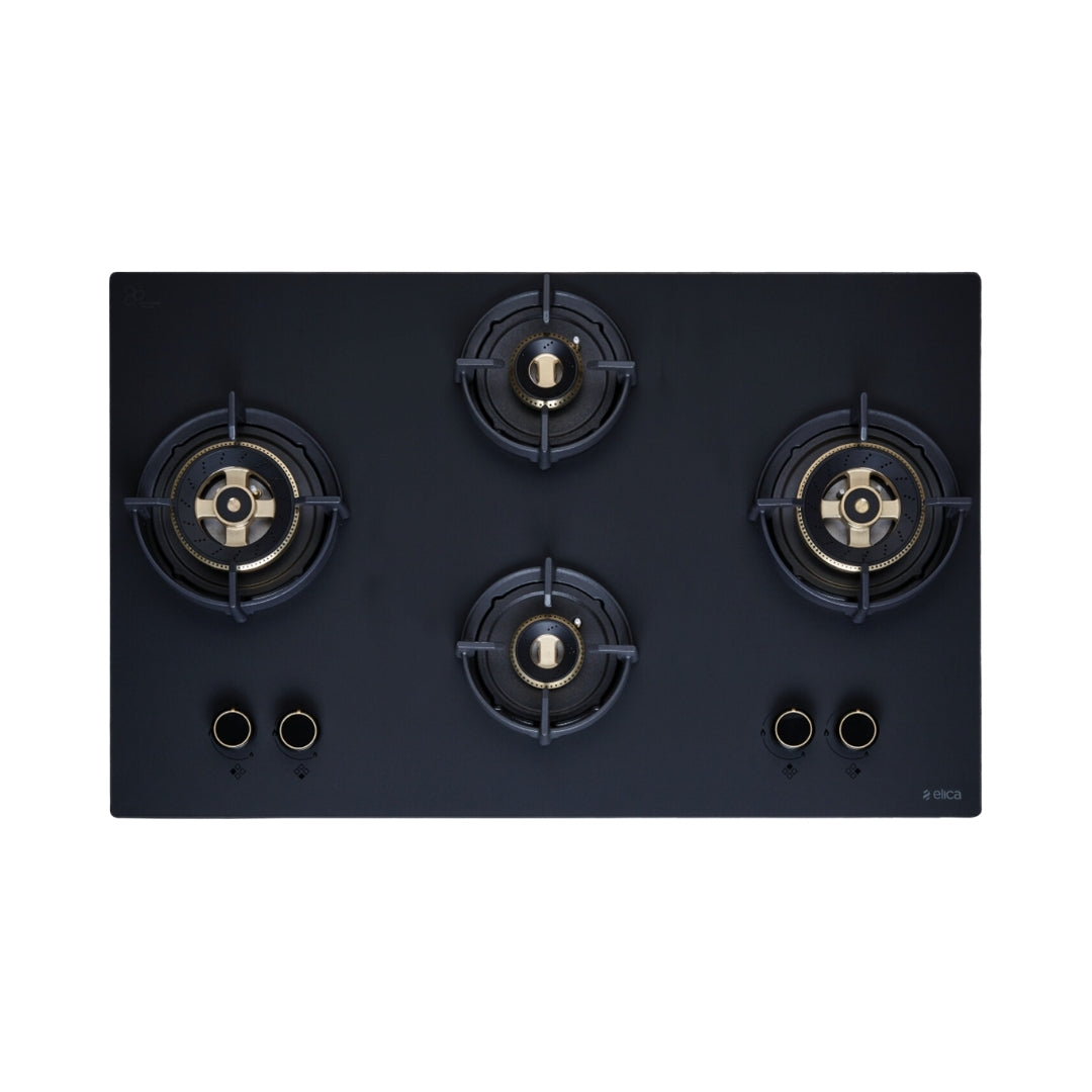 Elica 90 cm Wall Mounted Chimney Ismart Series ISMART SPOT FL HAC 90 LTW NERO + Elica 90 cm 4 Burner Hob Matt Flexi DFS Series MATT FLEXI DFS HE FB 4B 91 DX