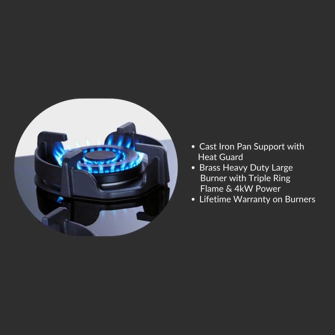 Elica 90 cm Wall Mounted Chimney EFL 3V 901 HAC LTW MS NERO + Elica 90 cm 4 Burner Hob Hexa IND Lotus MATT FLEXI HEXA 491 LOTUS IND HD BRASS