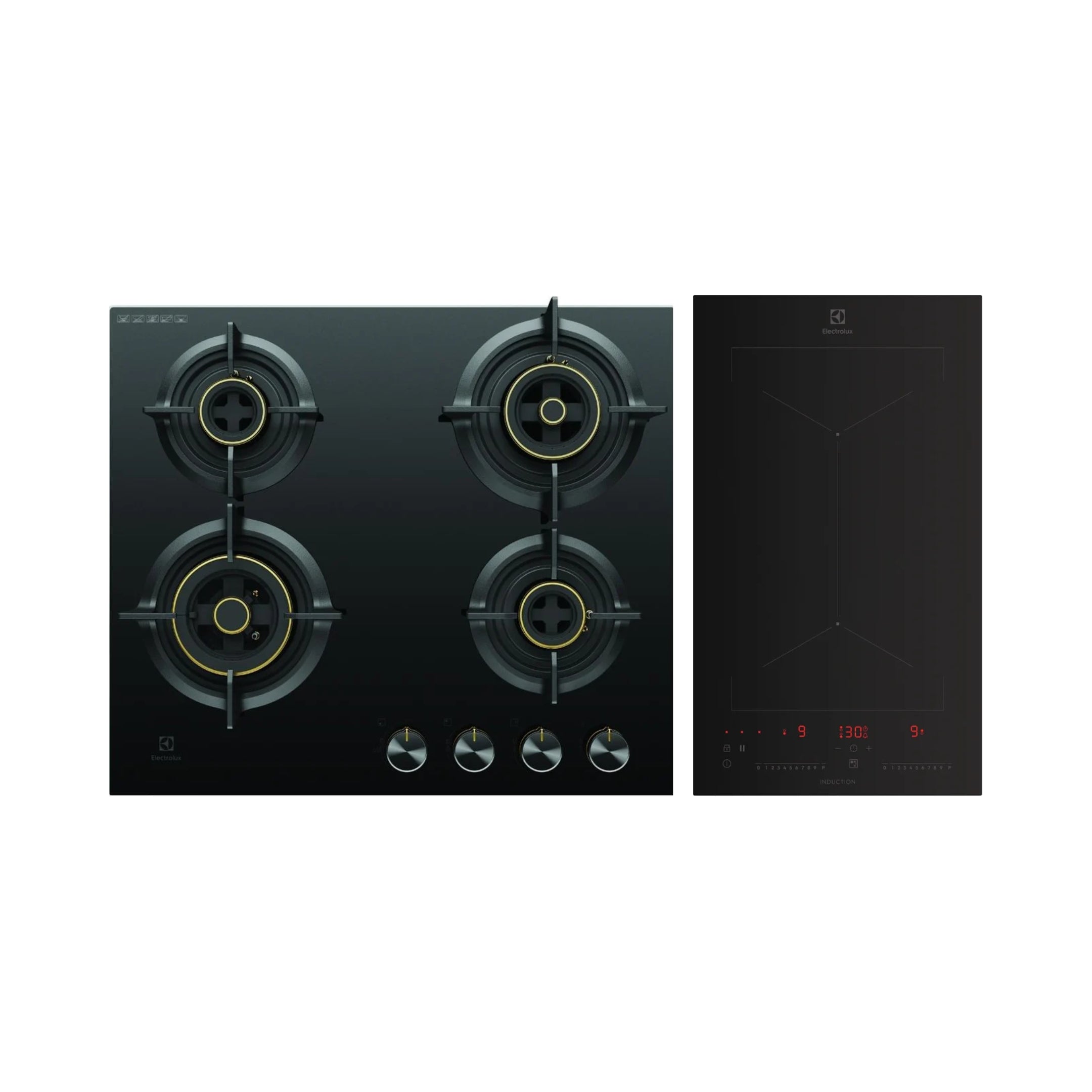 Electrolux 60 cm 4 Burner Hob UltimateTaste 300 EHG6430BC + Electrolux 2 Zones Induction Hob EHI3251BE