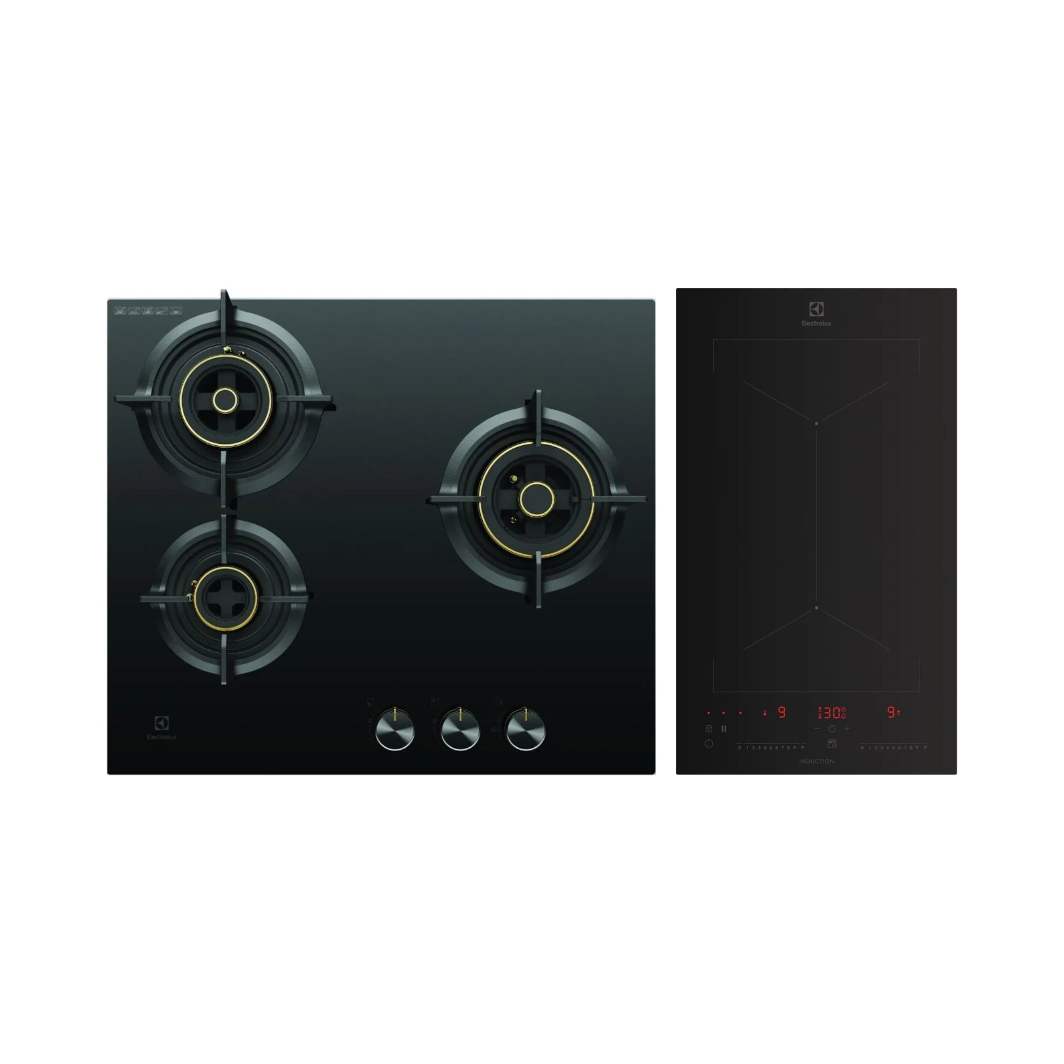 Electrolux 60 cm 3 Burner Hob UltimateTaste 300 EHG6330BC + Electrolux 2 Zones Induction Hob EHI3251BE
