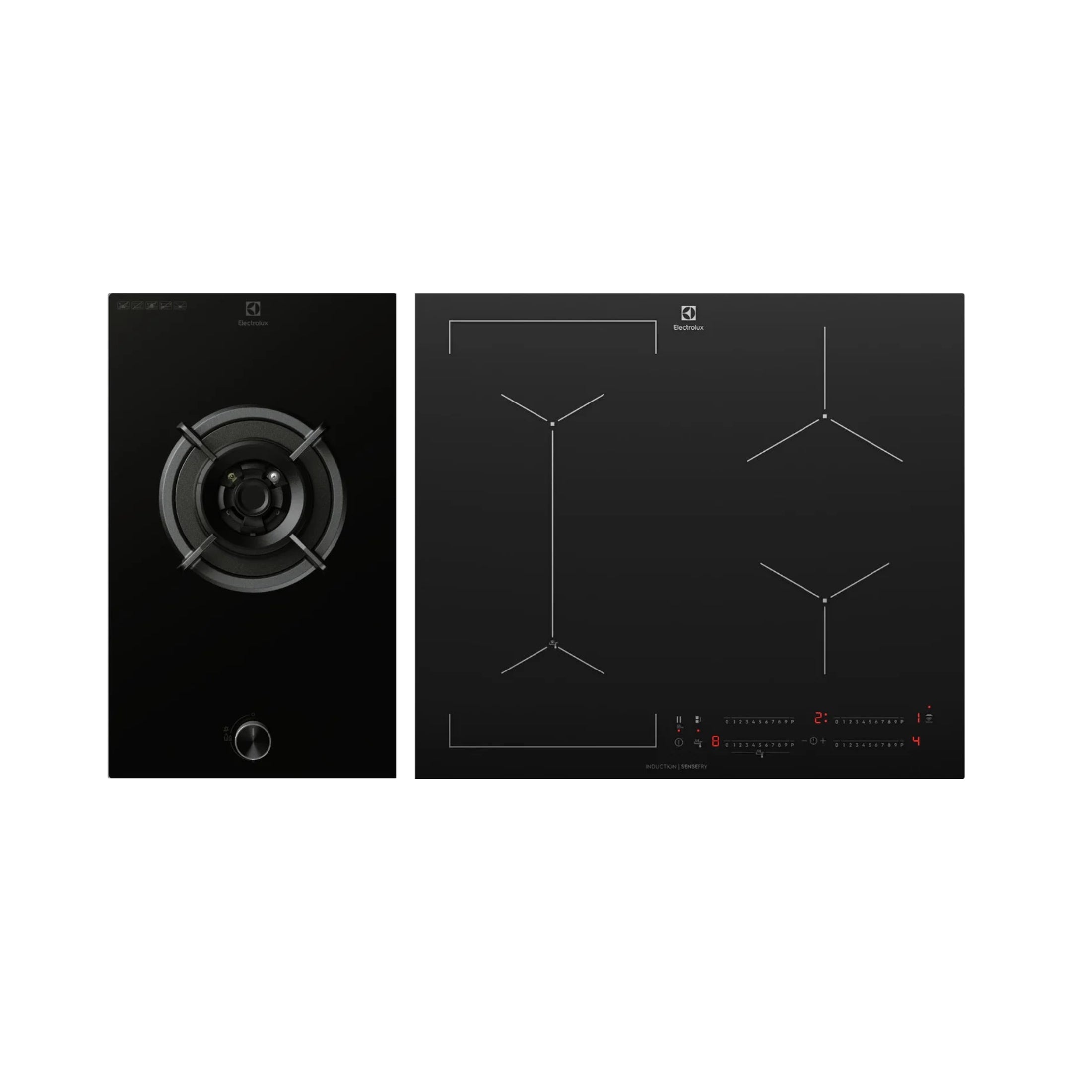 Electrolux 31 cm 1 Burner Hob UltimateTaste 300 EHG3141BC + Electrolux 4 Zones Induction Hob EHI645BE