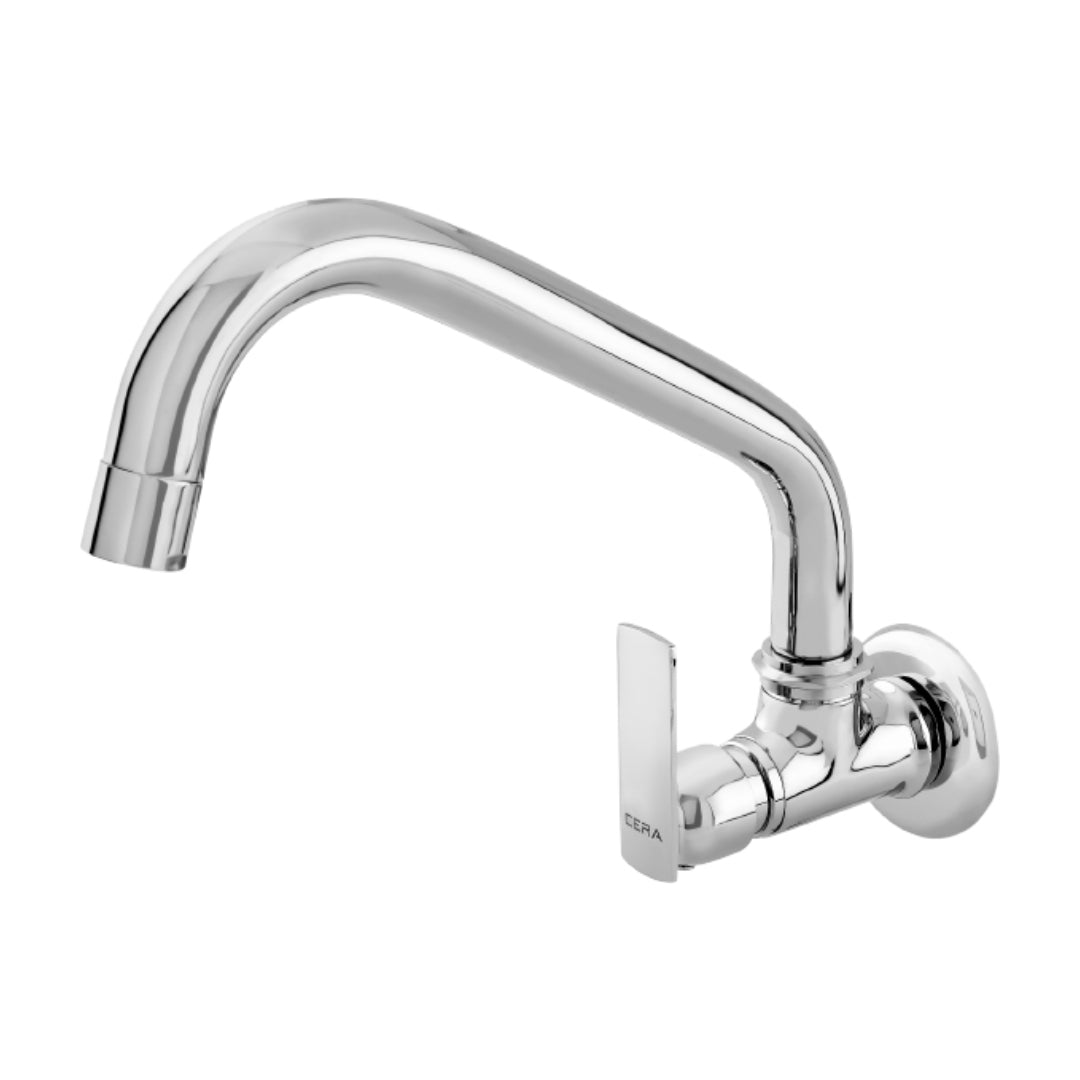 Cera Wall Mounted Regular Kitchen Sink Tap Titanium F1003261 with Swinging Spout in Chrome Finish