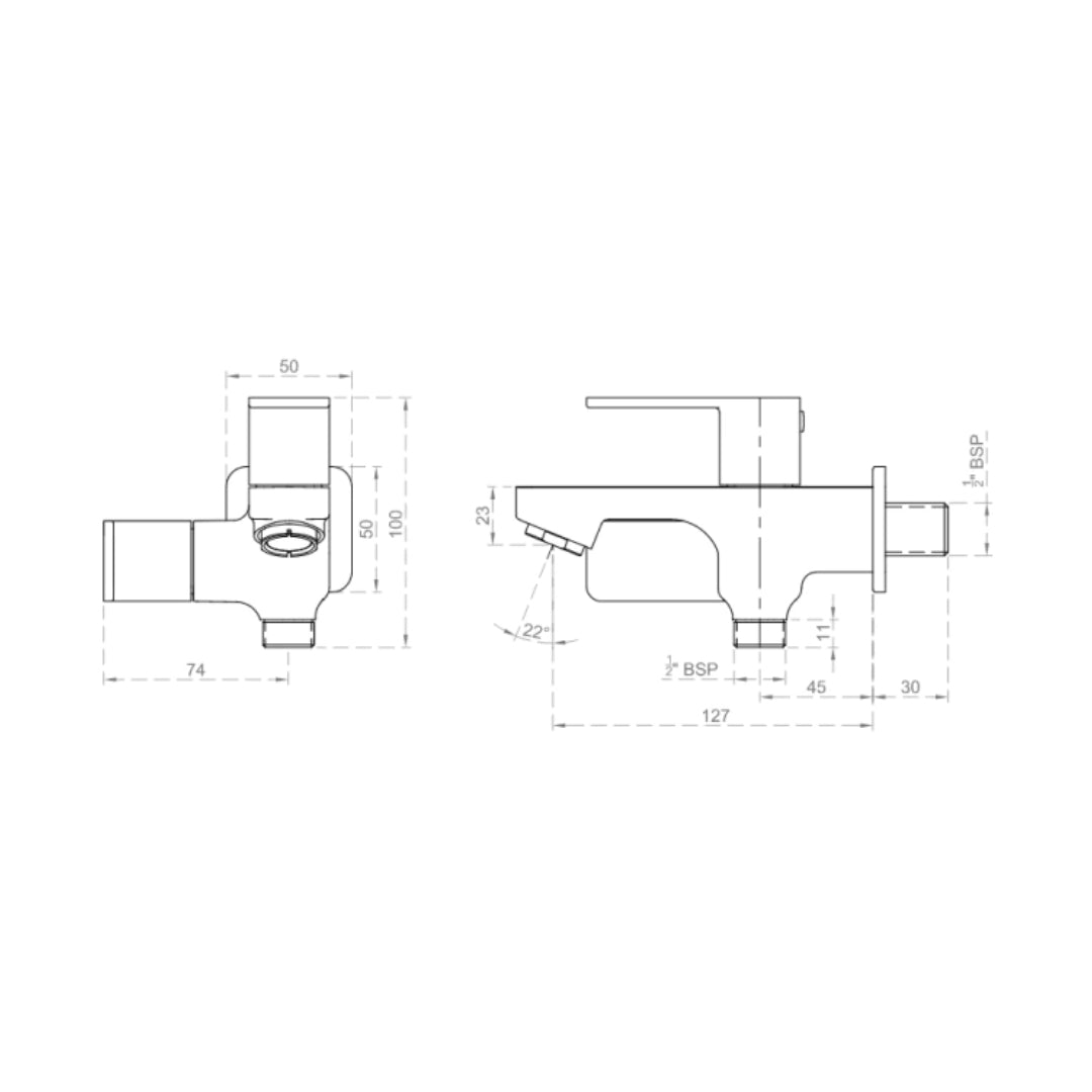 Cera WC Area 2 Way Bib Tap Ruby F1005161 - Chrome