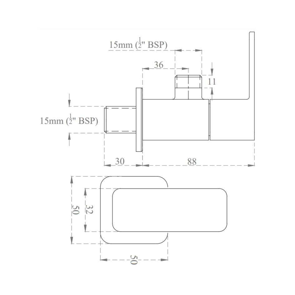 Cera Basin Area Angle Valve Ruby F1005201GG - Graphite Grey