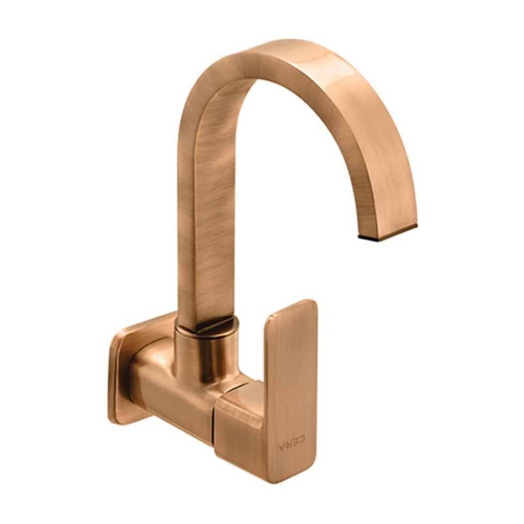 Lustre Wall Mounted Regular Kitchen Sink Tap Ruby F1005251AC with Swinging Spout in Antique Copper Finish