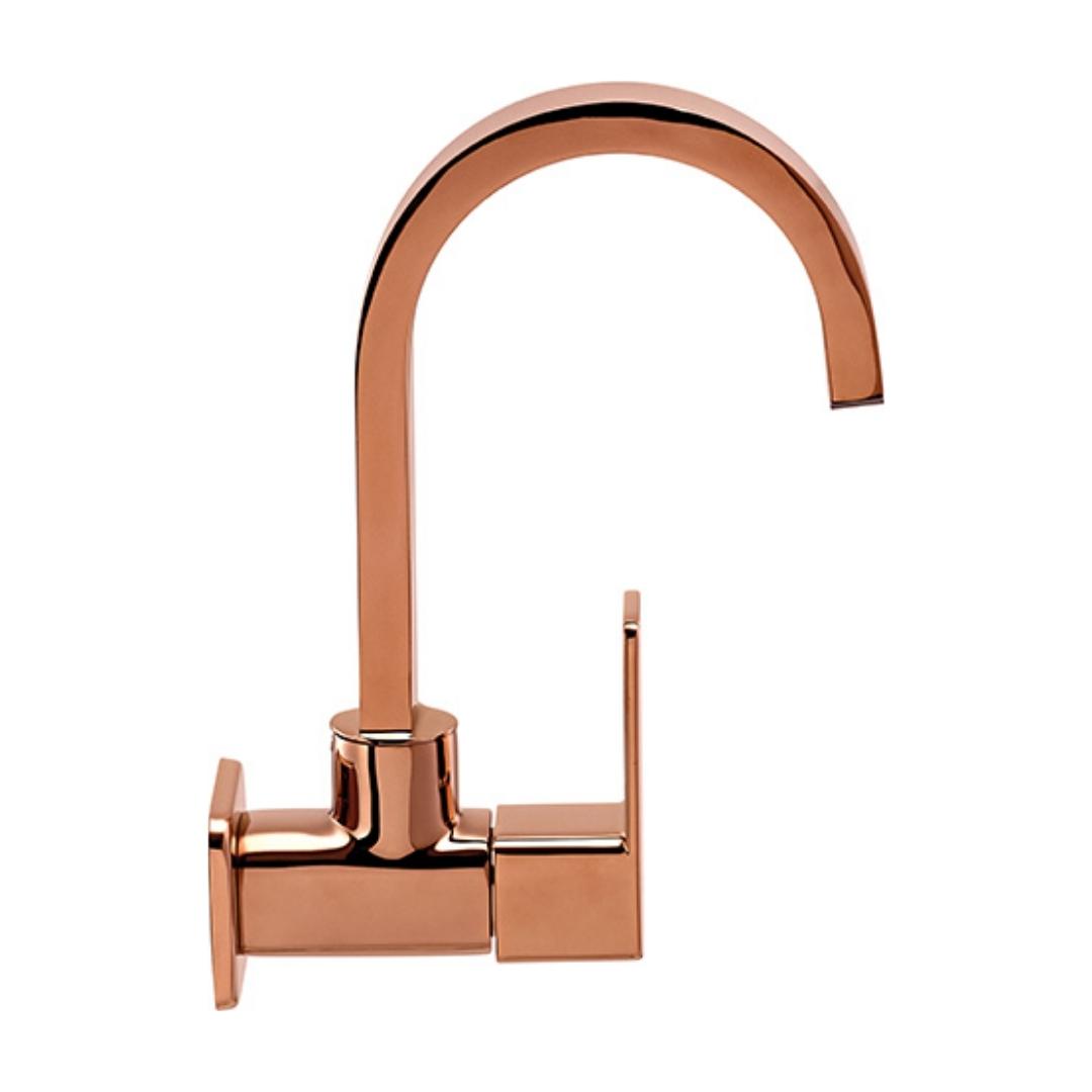 Lustre Wall Mounted Regular Kitchen Sink Tap Ruby F1005251RG with Swinging Spout in Rose Gold Finish