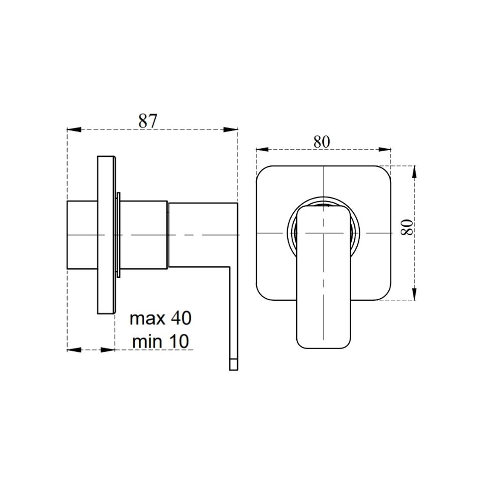 Cera Basin Area Stop Valve Ruby F1005351MB - Black Matt
