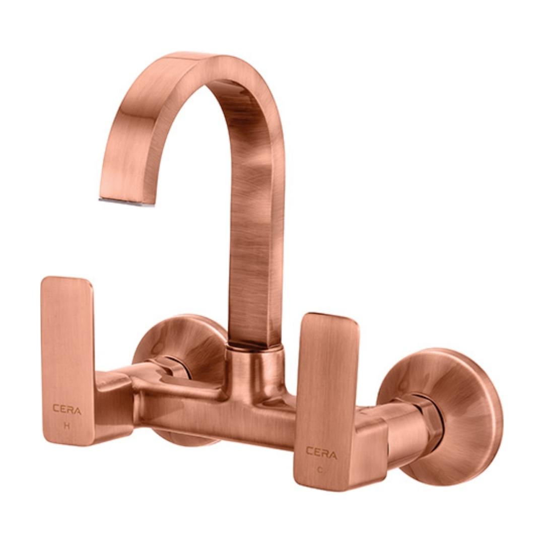 Lustre Wall Mounted Regular Kitchen Sink Mixer Ruby F1005501AC with Swinging Spout in Antique Copper Finish
