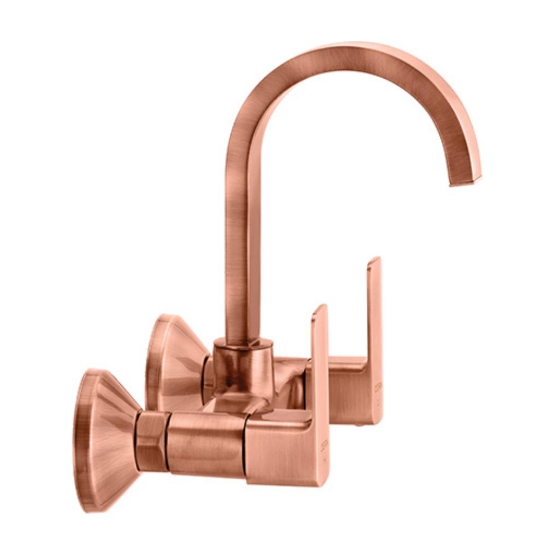 Lustre Wall Mounted Regular Kitchen Sink Mixer Ruby F1005501AC with Swinging Spout in Antique Copper Finish