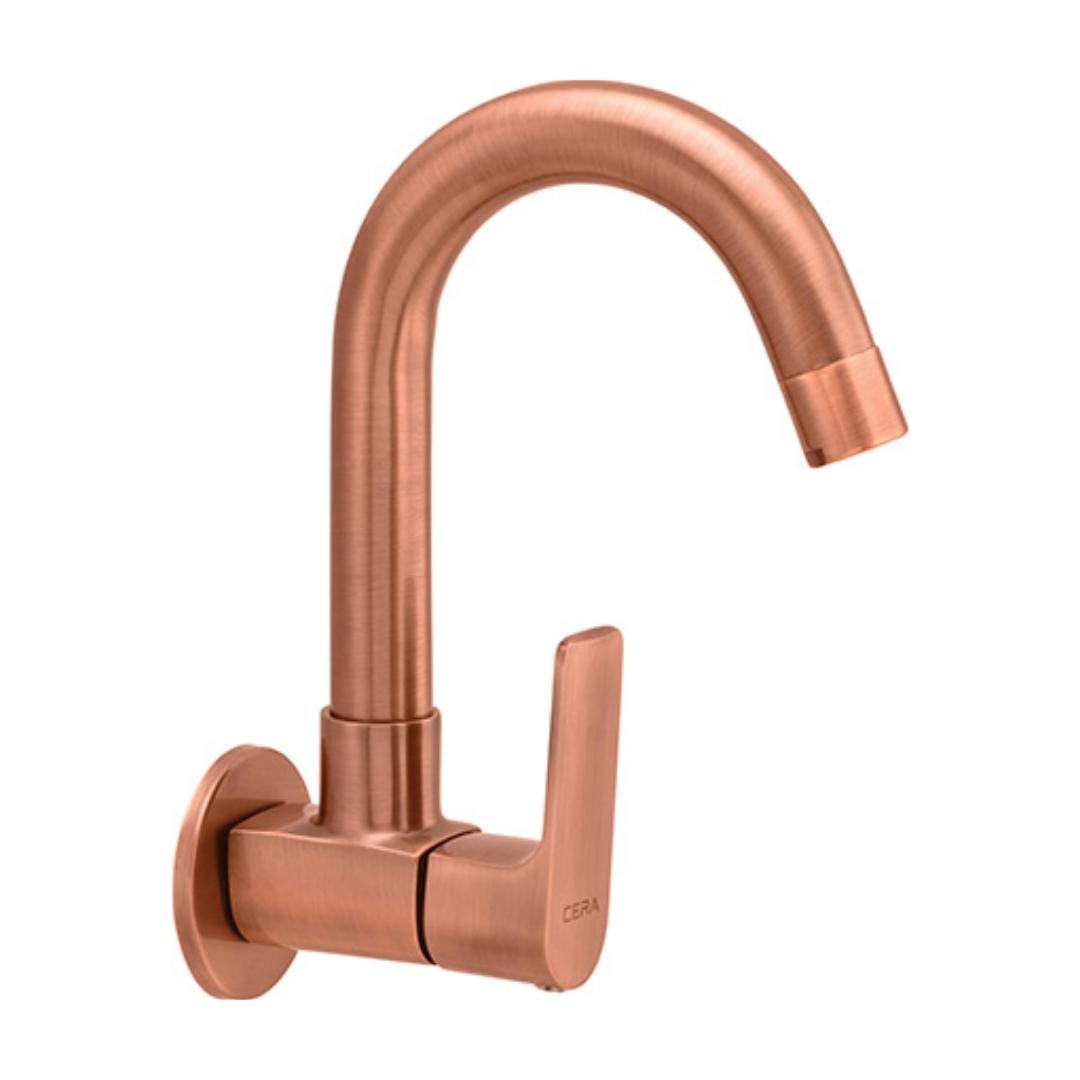 Lustre Wall Mounted Regular Kitchen Sink Tap Chelsea F1016251AC with Swinging Spout in Antique Copper Finish
