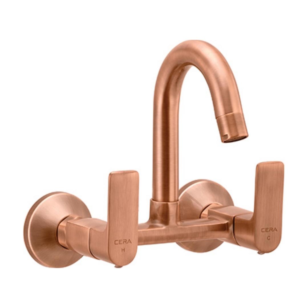 Lustre Wall Mounted Regular Kitchen Sink Mixer Chelsea F1016501AC with Swinging Spout in Antique Copper Finish