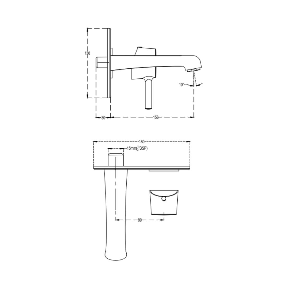 Cera Wall Mounted Basin Mixer Ripple F1017473 - Chrome