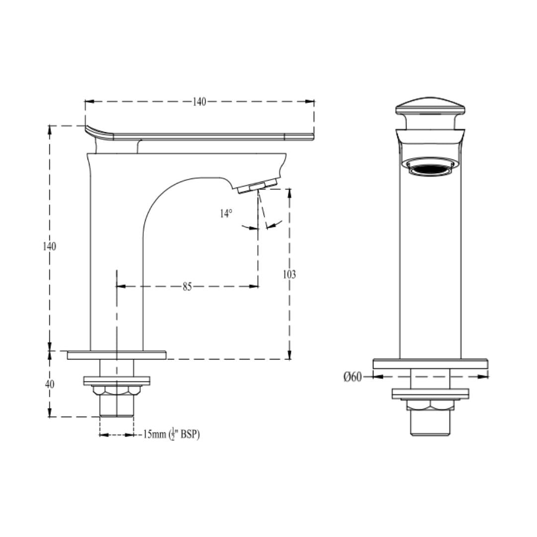 Cera Table Mounted Regular Basin Tap Brooklyn F1018101FG - French Gold