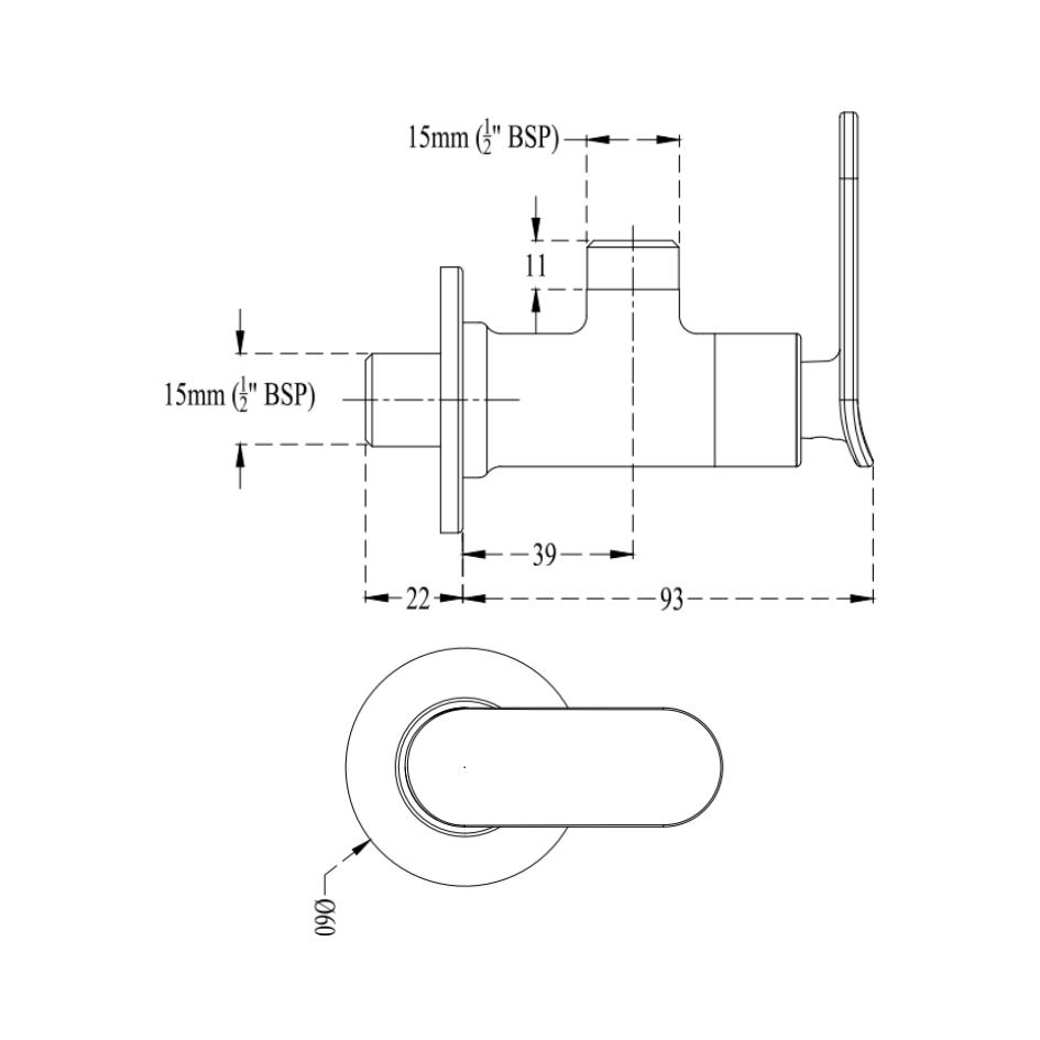 Cera Basin Area Angle Valve Brooklyn F1018201RG - Rose Gold