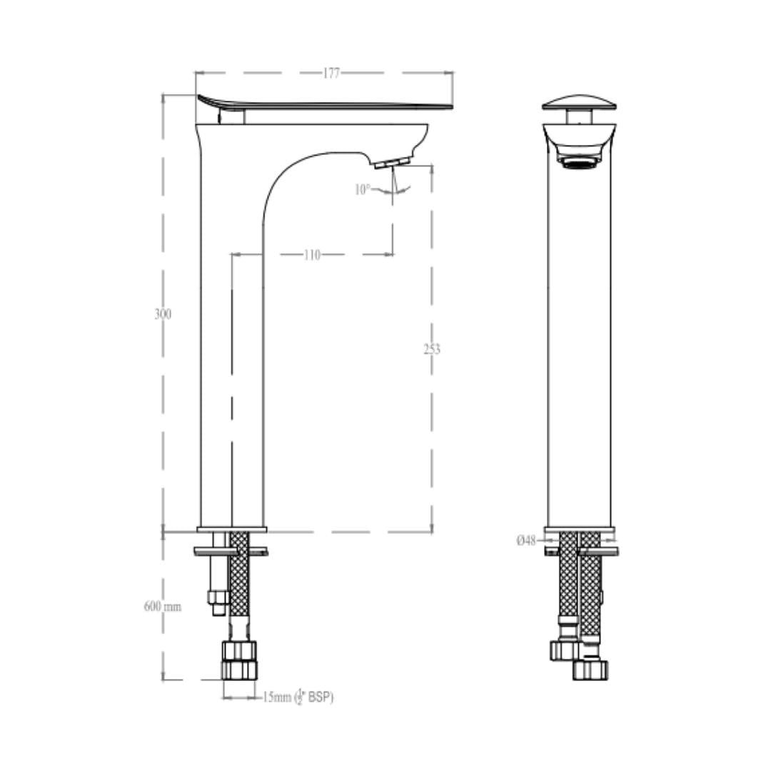 Cera Table Mounted Tall Boy Basin Mixer Brooklyn F1018452GG - Graphite Grey