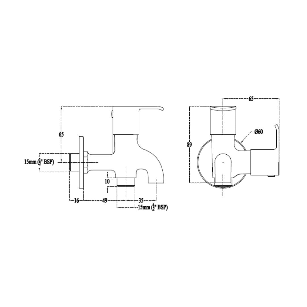 Cera WC Area 2 Way Bib Tap Chromo F1019161 - Chrome