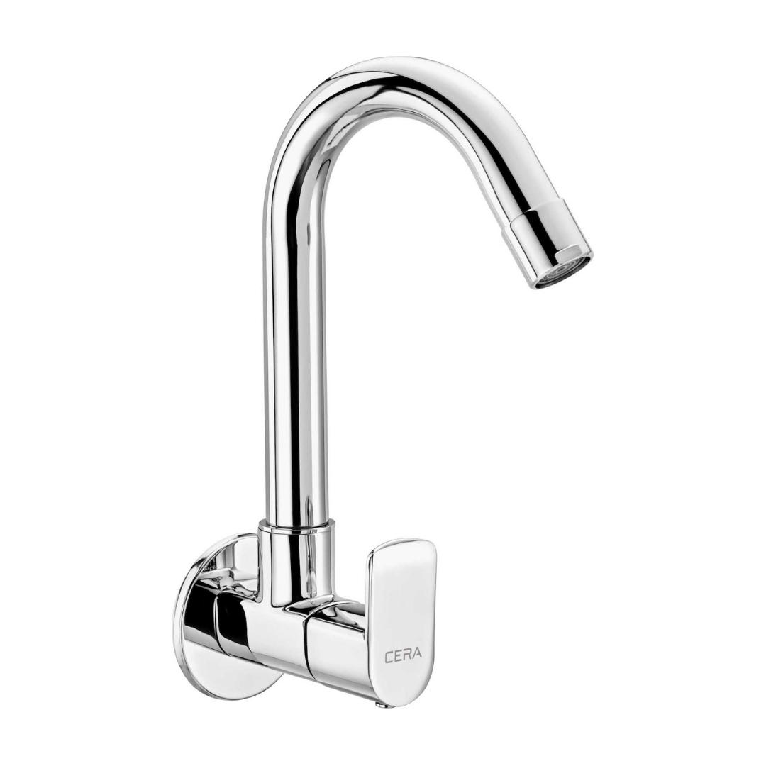 Cera Wall Mounted Regular Kitchen Sink Tap Chromo F1019251 with Swinging Spout in Chrome Finish