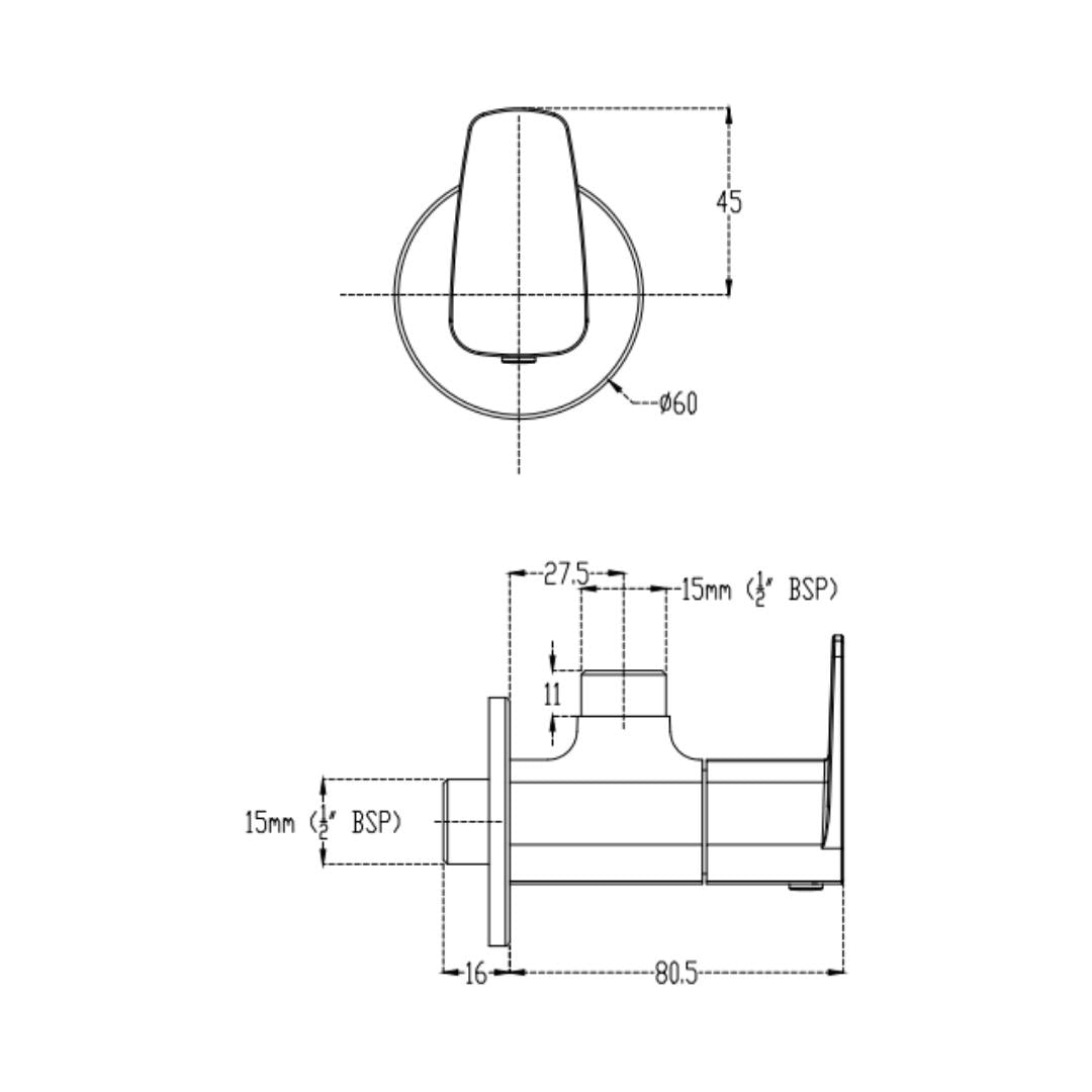 Cera Basin Area Angle Valve Vine F1020201 - Chrome