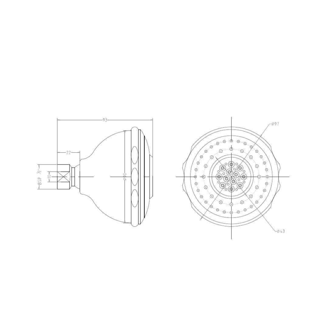 Hindware Multi Flow Overhead Shower Neo Classic Collection F160008 - Chrome