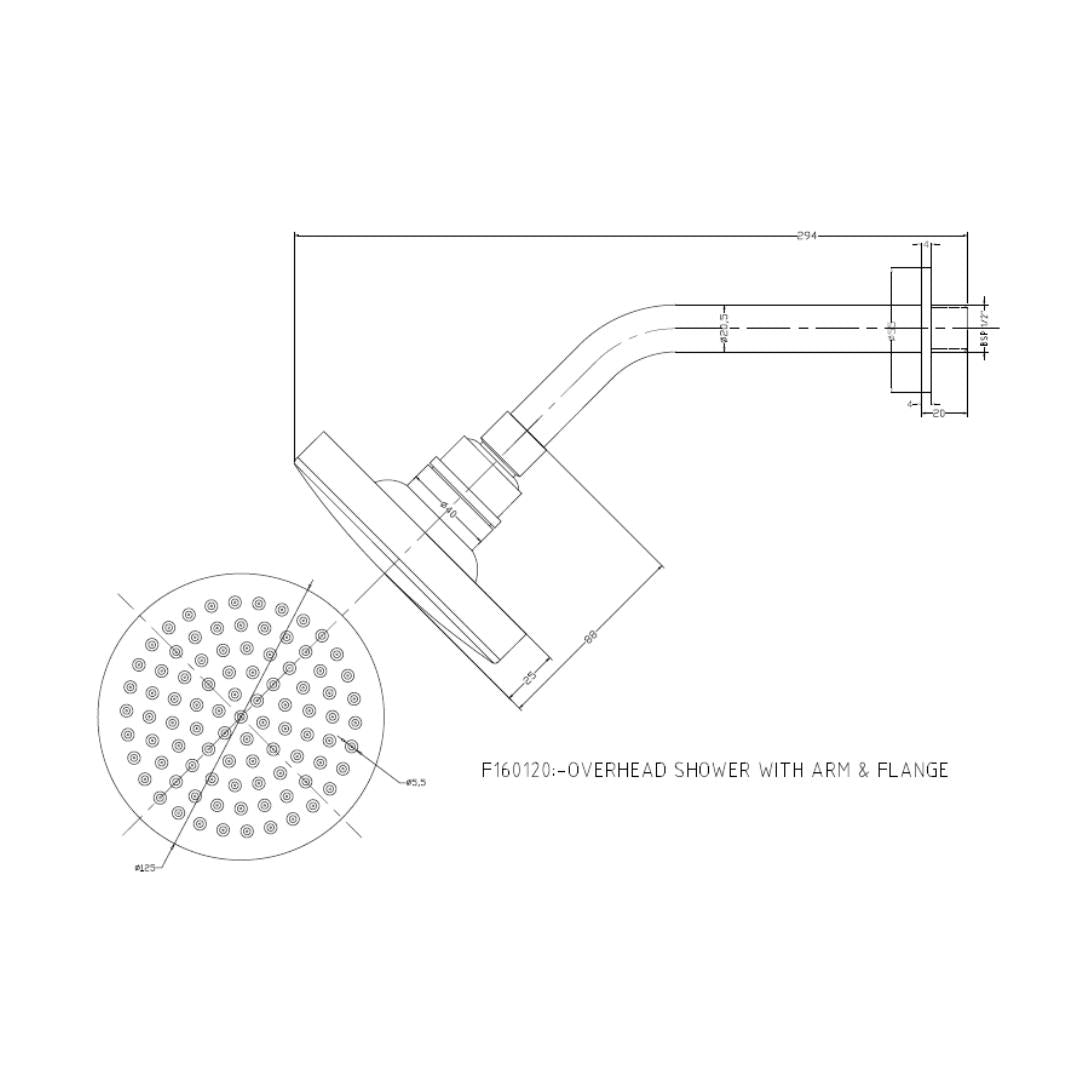 Hindware Single Flow Overhead Shower Neo Classic Collection F160120 - Chrome