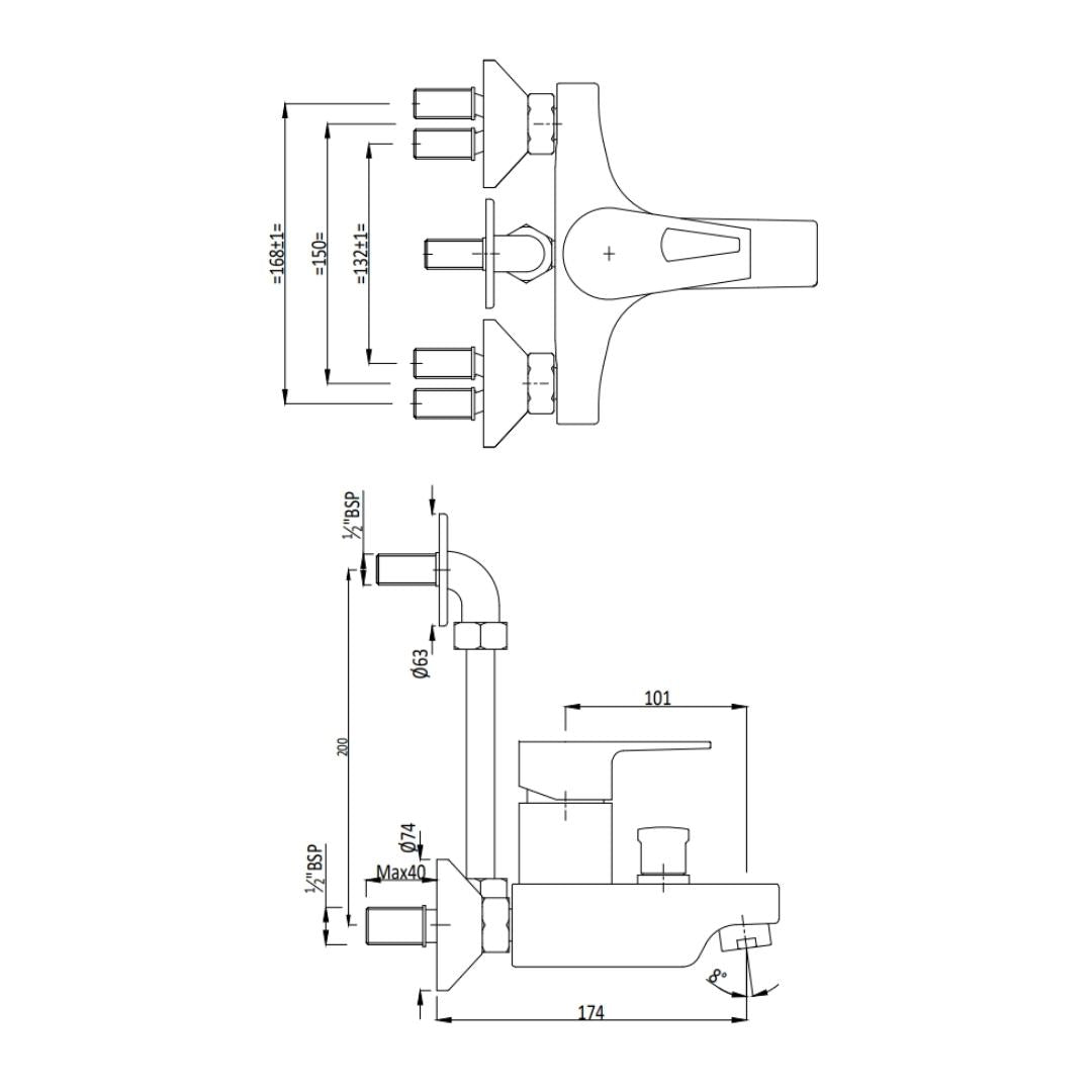 Hindware 2 Way Wall Mixer Amazon F320019 - Chrome Finish