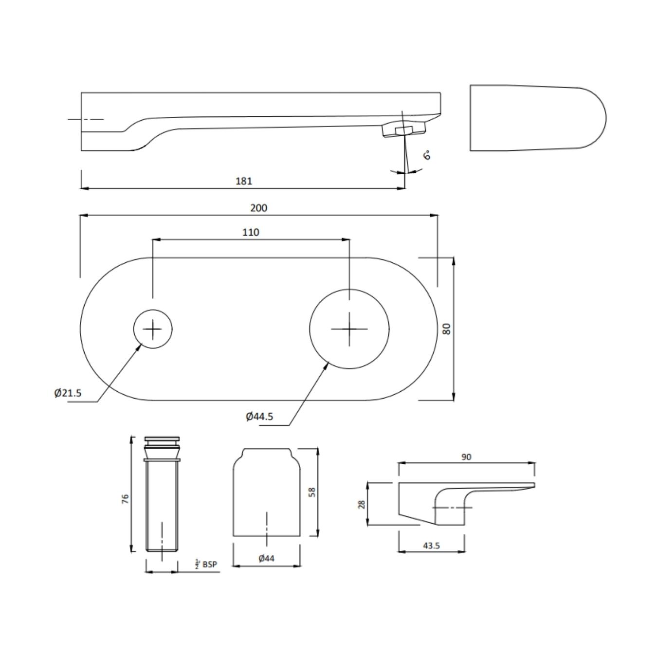 Hindware Wall Mounted Basin Mixer Elegance F340013 - Chrome