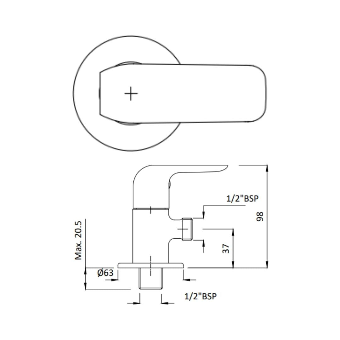 Hindware Basin Area Angle Valve Fluid F400004 - Chrome