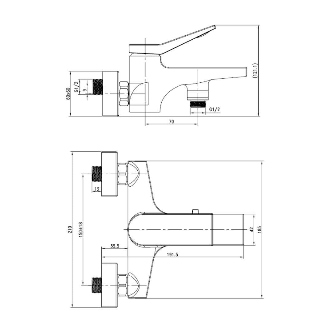 Hindware 2 Way Wall Mixer Edge F410018 - Chrome Finish