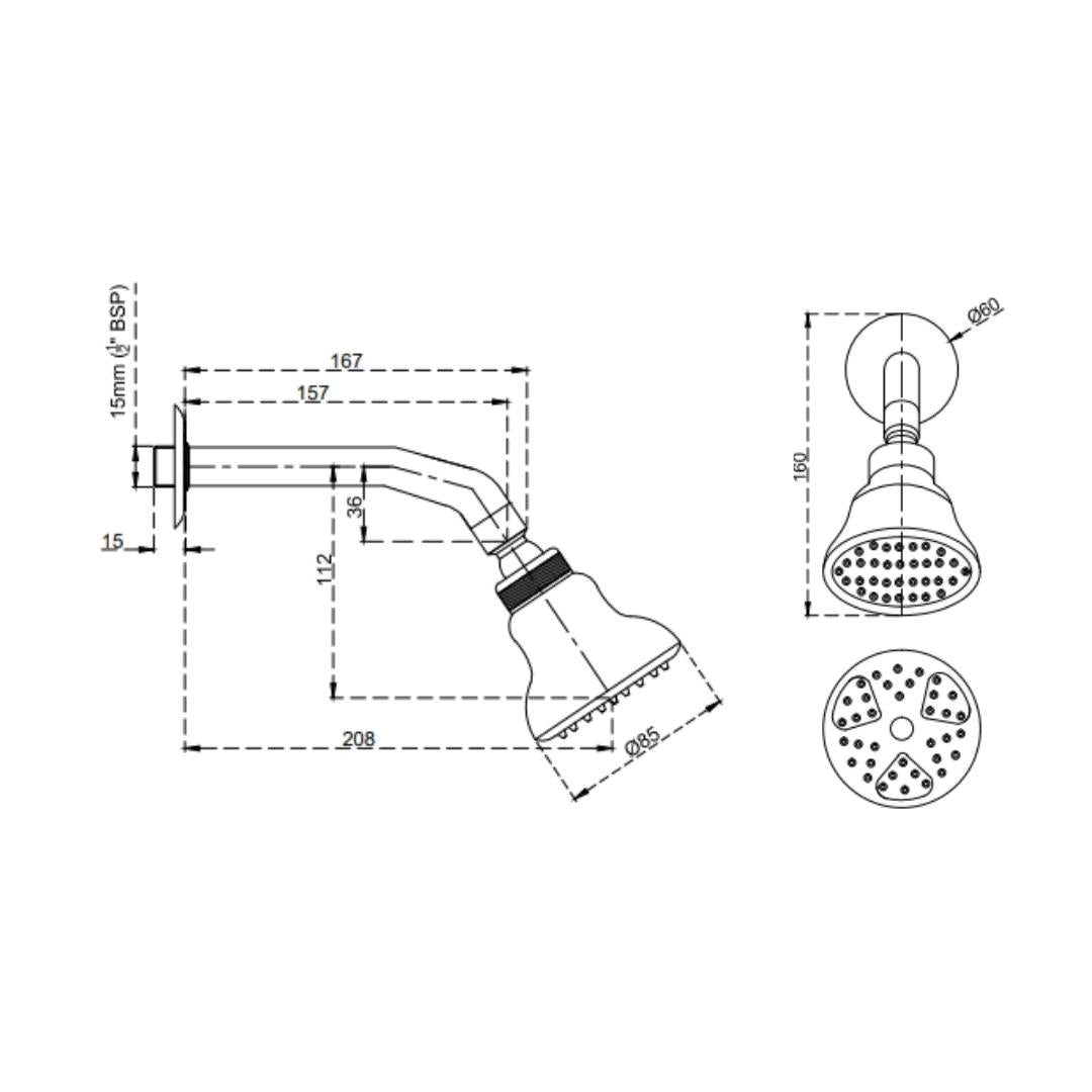 Cera Single Flow Overhead Shower F7020102AB - Chrome