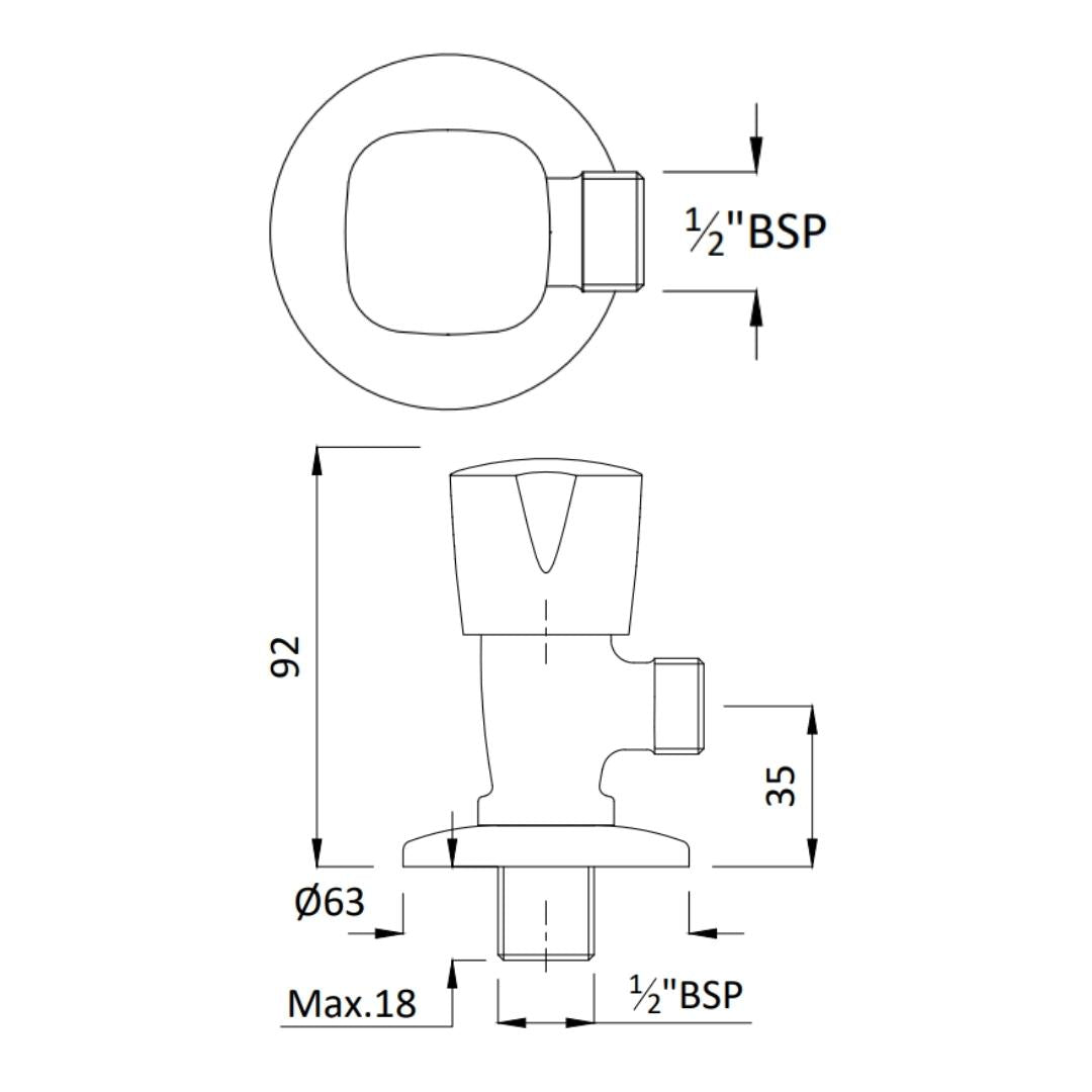 Hindware Basin Area Angle Valve Contessa Neo F730039 - Chrome