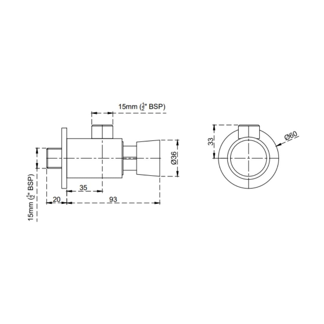 Cera Basin Area Angle Valve Aquamatic F9020201 - Chrome