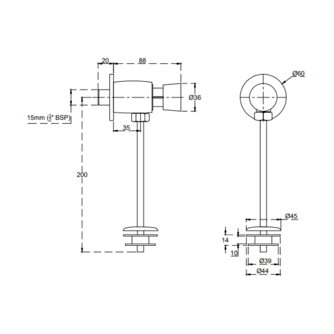 Cera Basin Area Angle Valve Aquamatic F9020203 - Chrome