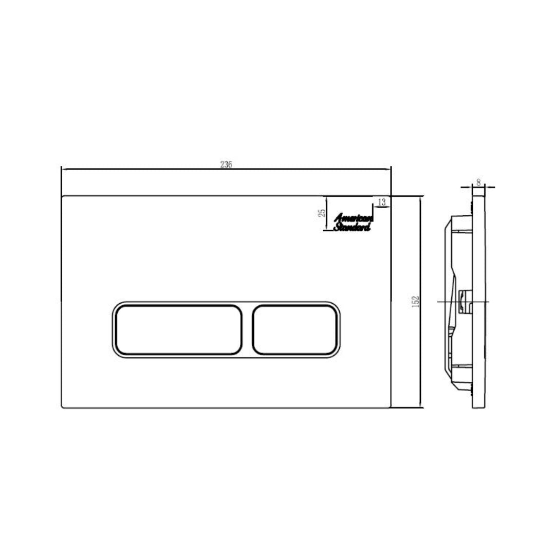 American Standard Flush Plate Stretch Square FA1325A0-CH - Chrome