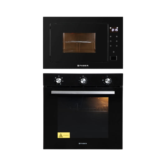 Faber Built In Oven FBIO 80L 6F BK + Faber Built-In Microwave FBI MWO 25 SG